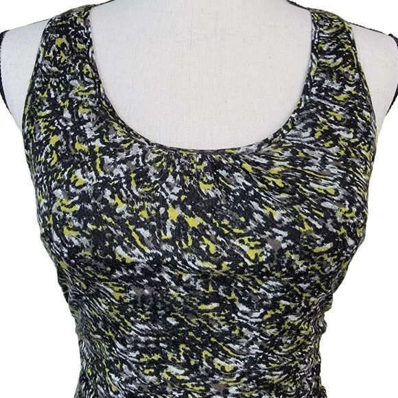 Halogen Ruched Tank Top Womens Sz S Petite Black Yellow Wool‎ Blend Scoop Neck - Picture 2 of 6